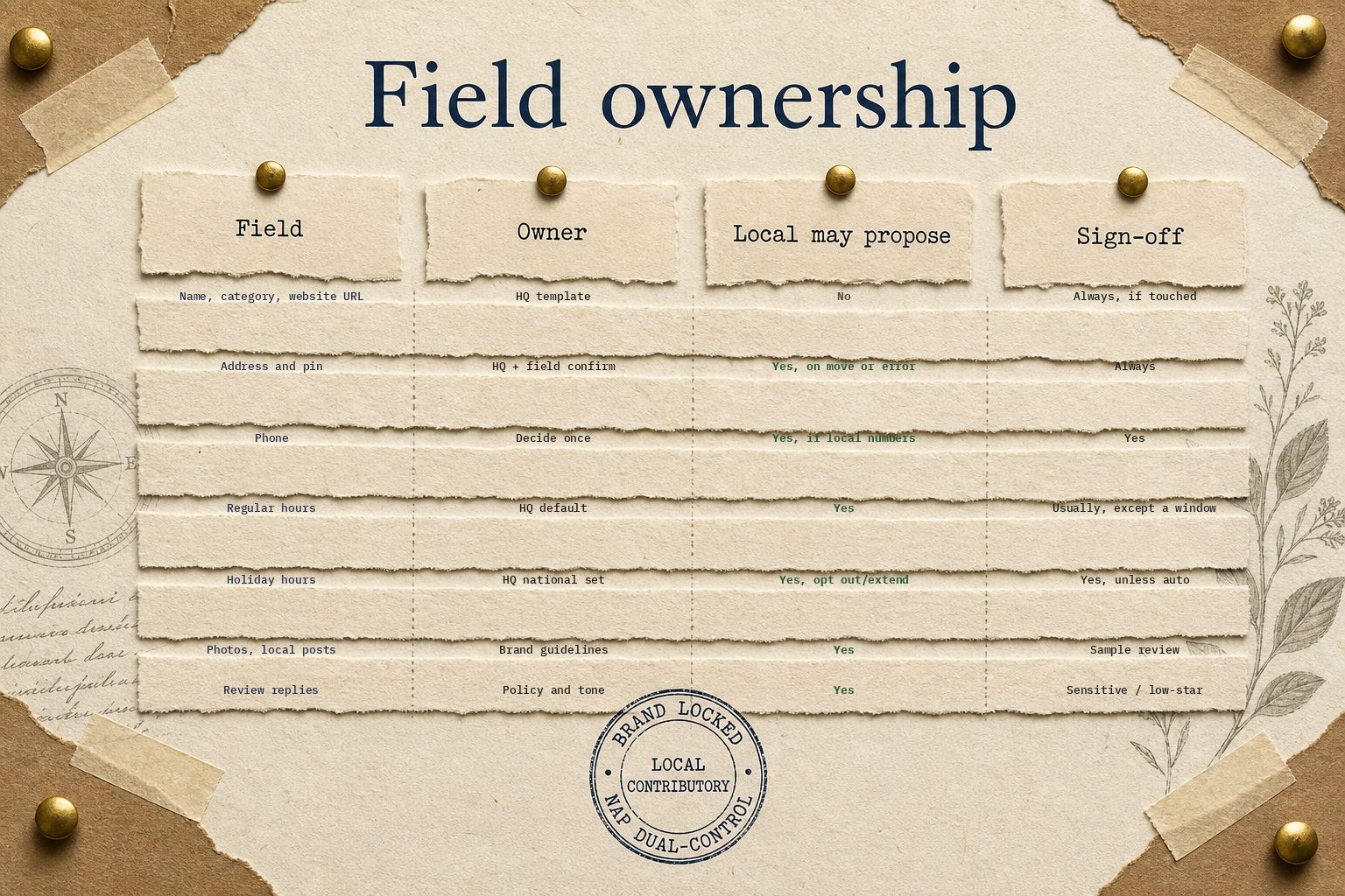 Field ownership for franchise listings