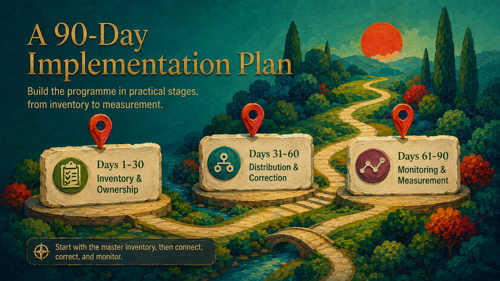 A 90-day implementation plan illustration