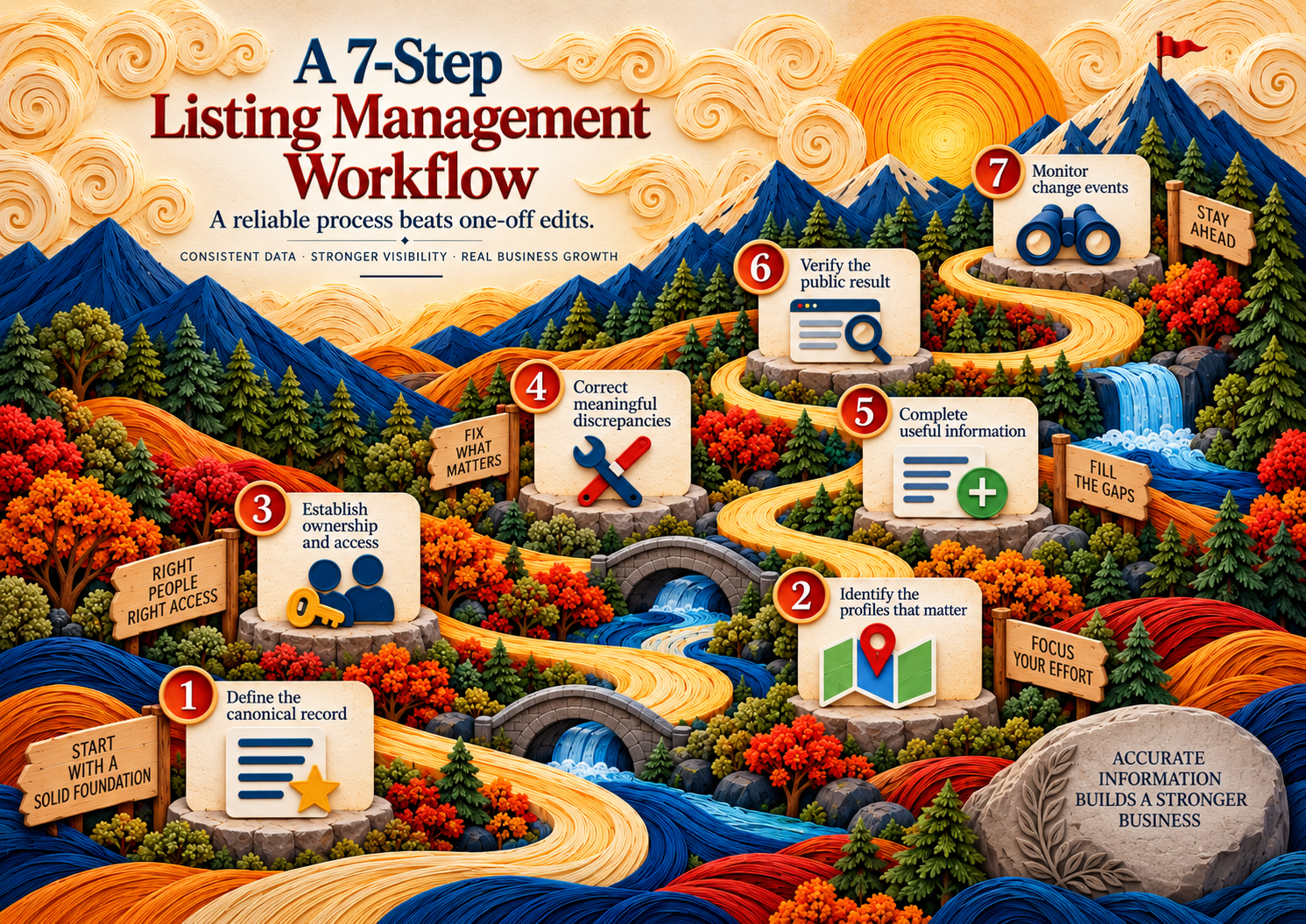 How should a business listing management workflow run? illustration